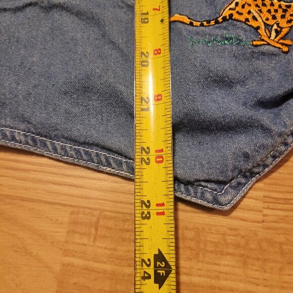 Vtg 90s Y2K Animal Embroidered Denim Vest Safari Africa Elephant Giraffe Zebra L - Picture 3 of 6